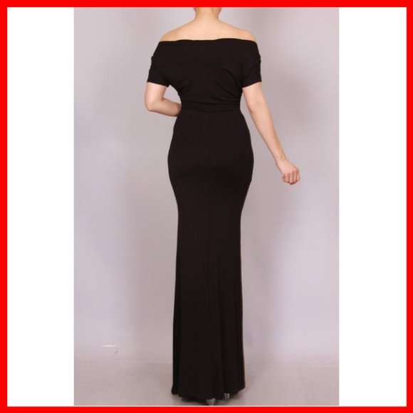 NWT Off Shoulder Solid Color Maxi Dress - Picture 5 of 7